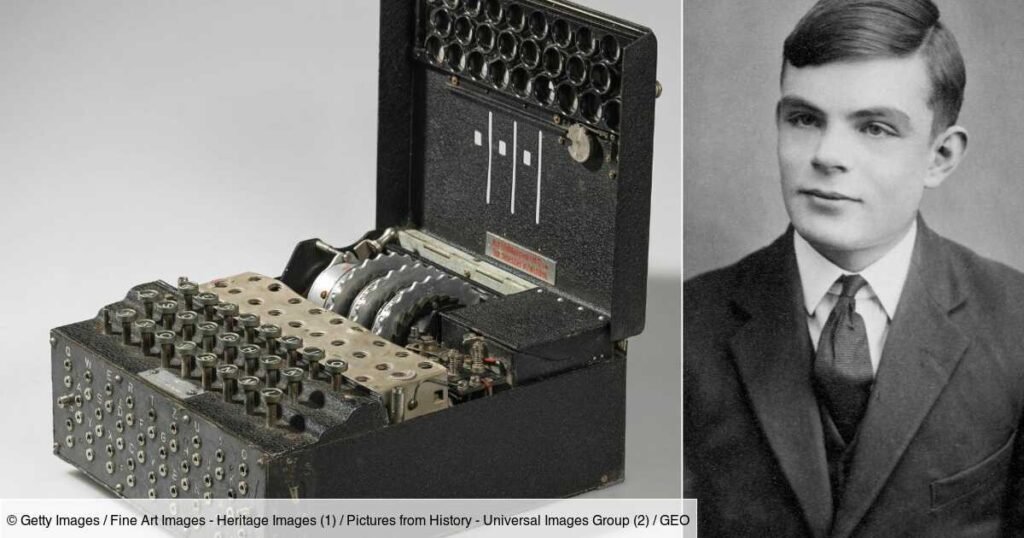 Alan Turing young, Enigma machine, deciphering the code.